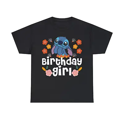 Buy Birthday Girl Lilo & Stitch T-Shirt Funny Cartoons Girl Party Birthday Gift Top • 12.99£