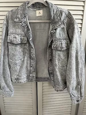 Buy Ladies Grey Cropped Stonewash Denim Jacket 14 Tu  • 10£