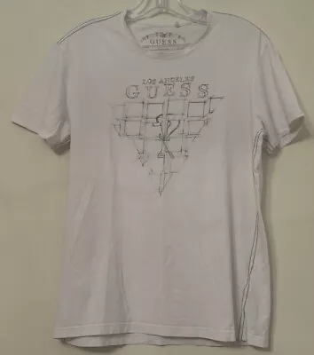 Buy GUESS T Shirt Mens Medium White Los Angeles Crew Neck 40  Chest Graphic Drawing • 4.01£