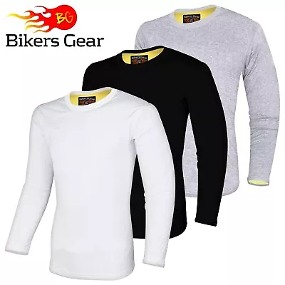 Buy Men Motorcycle Motorbike Riding Full Kevlar Lined T-Shirt Long Sleeves CE Armour • 59£
