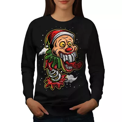 Buy Wellcoda Christmas Clown Womens Sweatshirt, Horror Casual Pullover Jumper • 22.99£