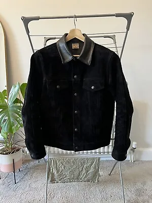 Buy The Real McCoy's Rough Out Leather Western Jacket Black Size 40 Medium Drakes • 449£