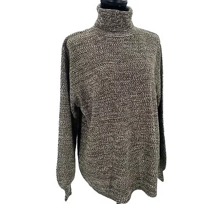 Buy Zenana Turtleneck Sweater L Womens Dark Green Knit Relaxed Ballon Sleeves Top • 16.18£
