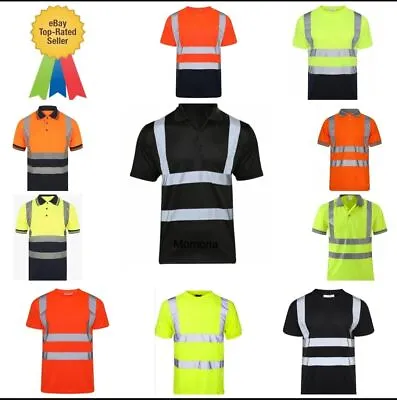 Buy Hi Vis Viz Visibility Short Sleeve Polo Safety Work Crew Neck Hi Vis T-Shirt • 9.55£