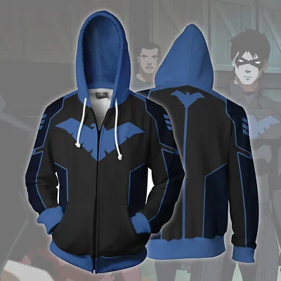 Buy New Comic Nightwing Robin Hoodie Jacket Sweater Cosplay Adult Sweatshirt Coat • 28.44£
