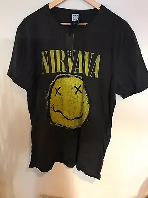 Buy Amplified Nirvana Worn Out Smiley Mens T-Shirt • 15£