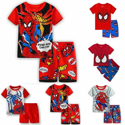 Buy Child Superhero Spiderman Clothes Set Boys Short Sleeve T-Shirts Shorts Outfits • 10.72£