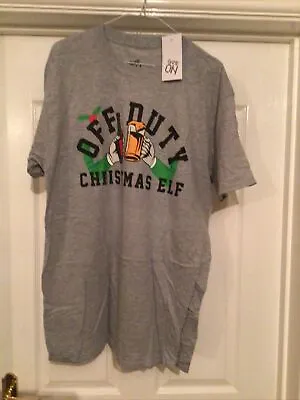 Buy Game On Mens Off Duty Christmas Elf T-shirt Grey Size XLG • 5£