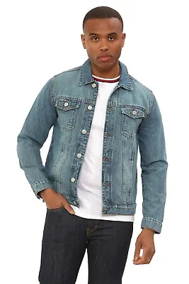 Buy Mens Jacket Denim Trucker Jacket Classic Washed Vintage Style Jeans Coat For Men • 19.99£