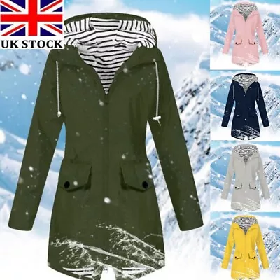 Buy Womens Waterproof Raincoat Ladies Outdoor Wind Rain Forest Jacket Plus Size Coat • 13.99£