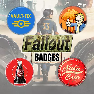 Buy 4 X Fallout Button Pin Badge, Vault Tec Nuka Cola Pip Bethesda RPG Game Merch • 16£