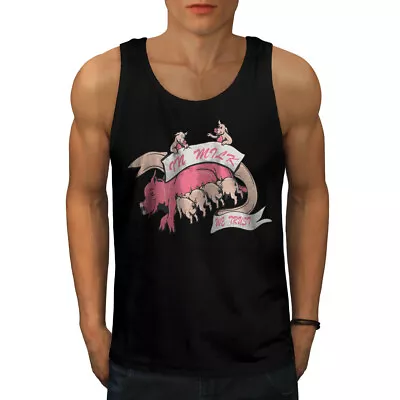 Buy Wellcoda Milk Trust Cute Mens Tank Top, Piglet Active Sports Shirt • 19.99£
