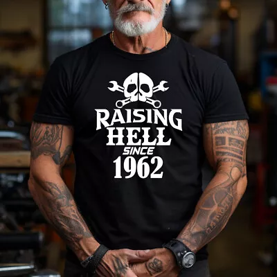Buy Raising Hell Since 1962 T Shirt Funny Biker Mechanic Grandad Dad Birthday Gift • 13.99£