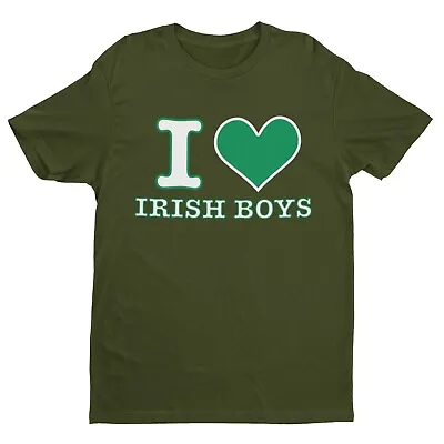 Buy I LOVE IRISH BOYS Green Heart Funny T Shirt Trending Novelty St Patrick Gift • 11.16£