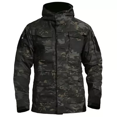 Buy Tactical Men Jacket Military Hooded M65 Field Coat Waterproof Hiking Windbreaker • 47.99£
