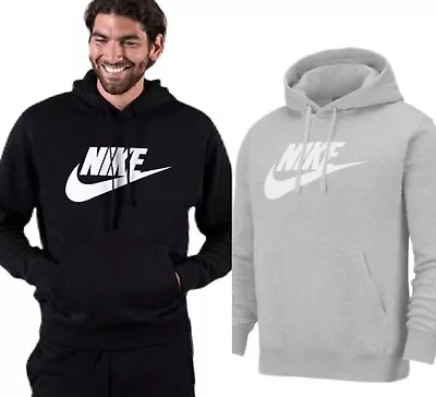 Buy Nike Mens Sportswear Club Fleece Graphic Hoodie Pullover Hooded Sweatshirt Black • 24.89£