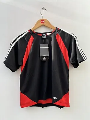 Buy Vintage Y2K Adidas Predator 2004 Black Red Active Tshirt Youth Size M 30/32 • 34.99£