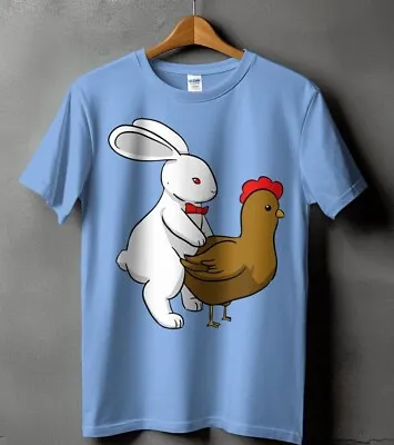 Buy Funny Easter Bunny Rabbit Chicken Tee Top, Birds Sex Adult Humor Men's T-Shirt • 12.99£