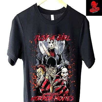 Buy Freddy Krueger  Just A Girl Who Loves Horror Movies  Unisex T-Shirt S–3XL 🎃 • 24.03£