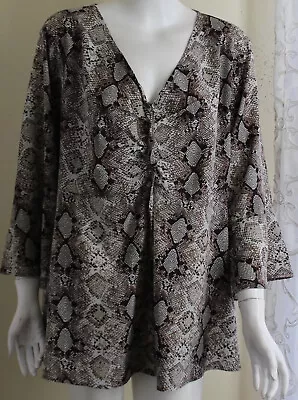 Buy Suzanne Betro Sz 3X Art-to-Wear SNAKE Reptile 3/4 Blouse Shirt Top Lux Funky • 75.17£