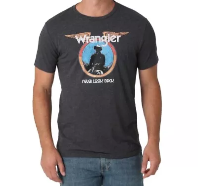 Buy Wrangler Americana - Men’s ‘Never Look Back’ Black T-Shirt -Size Large (UK) BNWT • 8.75£