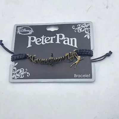 Buy Disney Peter Pan Never Grow Up Nameplate Pendant Star Charm Chain Bracelet NWT • 28.37£