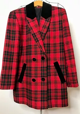 Buy Design Essentials Ladies Jacket, Size 12, Wool Blend, Red/Black Check, New • 14£