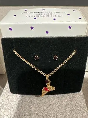Buy Vintage Winnie The Pooh Birthstone Necklace & Earring Set Birthstone Disney JAN • 24.08£