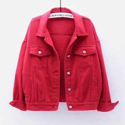 Buy Women Lady Stretch Denim Jacket Soft Cotton Loose Plus Size Stonewash Coat • 29.99£