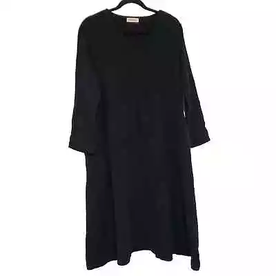 Buy Gauzy Cotton Midi Dress M Black Minimalist Lagenlook Contemporary Shapeless • 34.59£