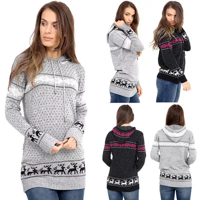 Buy Girls Women's Ladies Christmas Hoodie Sweatshirt Jumper Sweater Hooded Pullover • 10.90£