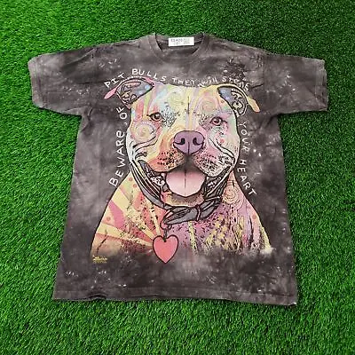 Buy The-Mountain Pitbull Dog Art Acid Tie-Dye Shirt Womens XL-Long 21x30 Black Gray • 3.15£