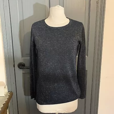 Buy Party/Xmas Black And Silver Sparkly Thin Jumper - Size 8 • 4£