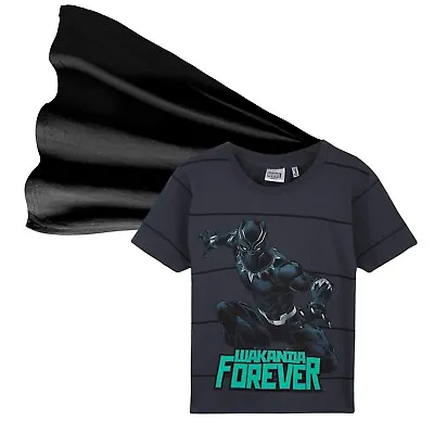 Buy Marvel Boys T Shirts, Avengers Black Panther With Cape For Kids * 9-10 Years • 6.90£