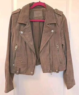 Buy BlankNYC Tan Suede Genuine Leather Cropped Motorcycle Moto Zip Up Jacket Medium • 36.85£