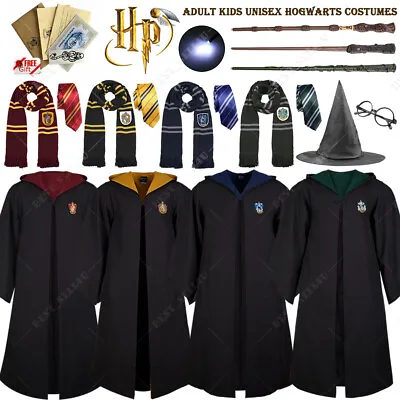 Buy Wizard Harry Potter Costume Gryffindor Ravenclaw Slytherin Robe Tie Wand Scarf • 6.99£