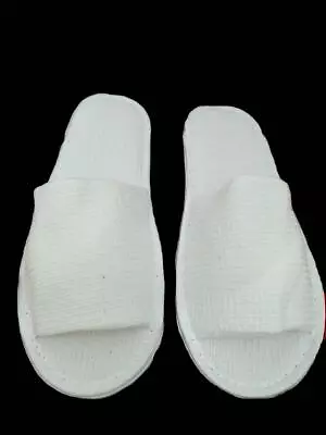 Buy 5 Pairs WHITE WAFFLE SLIPPERS OPEN TOE HOTEL SPA GUEST TRAVEL UNISEX NEW STYLE  • 12.99£
