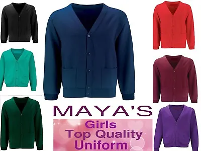 Buy Girls School Cardigan School Uniform Fleece Sweat Shirt Cardigan All Sizes • 6.99£