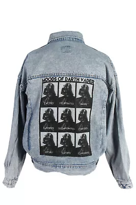 Buy Mustang Remake Denim Jacket Moods Of Darth Vader Printed Blue Size XL-DJ1460 • 40£