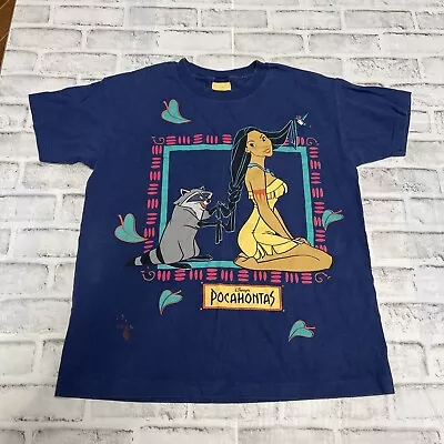 Buy Disney Vintage Vtg 90s Pocahontas T-Shirt Youth Size S/M Blue Meeko Made In USA • 133.87£