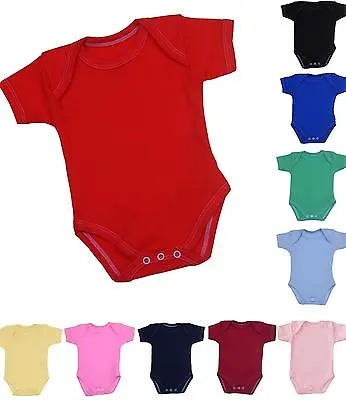 Buy Plain Coloured Bodysuit Creeper Popper Vest One Piece Baby Clothes Newborn -12m • 4.99£