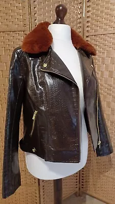 Buy BIBA Faux Leather Jacket Size 16 BNWOT Brown NEW (D60) • 45£