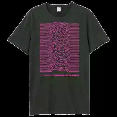 Buy Joy Division Neon Pink Unknown Pleasures Amplified  Vintage Charcoal T Shirt • 23.45£