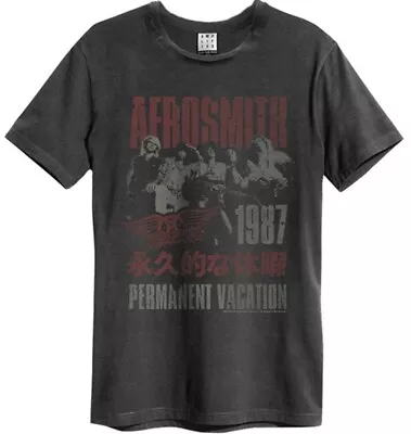Buy Amplified Aerosmith Permanent Vacation Mens Charcoal T Shirt Aerosmith Tee • 19.95£