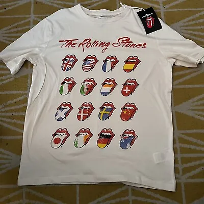Buy BNWT Rolling Stones Ladies T-Shirt - Size Small - Bravado - Tongue Logo Flags • 9.99£