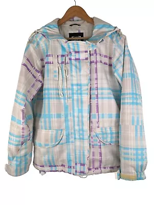 Buy Animal Ski Jacket, Womens AniTex Purple & Blue Hooded Check Coat, Size UK 12 • 19.89£