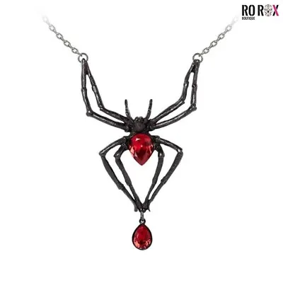 Buy Alchemy England Black Widow Necklace Spider Red Austrian Crystal Goth Jewellery • 39.95£