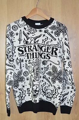 Buy Stranger Things Jumper Hellfire Club Collage Unisex Sweater - Size Medium • 24.99£