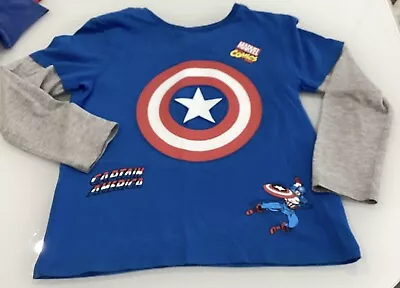 Buy Official Marvel Long Sleeve Captain America T-shirt. Size 7-8 Years • 6.50£
