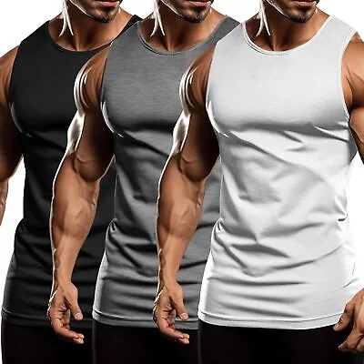 Buy Men's Tank Tops Vest Sleeveless Gym Workout Bodybuilding Fitness Muscle T-Shirt • 12.99£